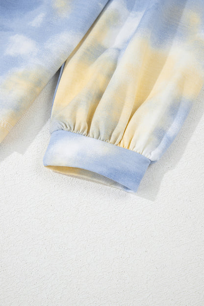 Multicolor Tie Dye Henley Top and Drawstring Pants Outfit