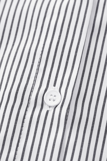Gesmokt gestreept boyfriend-shirt met manchetten en zak