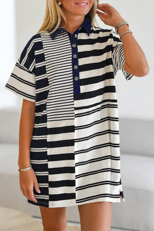Black Stripe Half Placket Polo T -shirtjurk